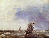 Ships at Sea by Johan Barthold Jongkind